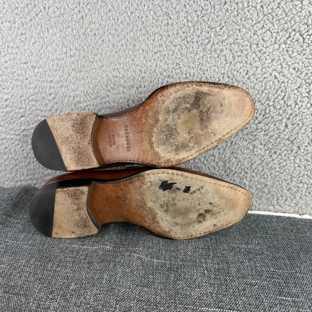 Magnanni Penny Loafers Mens 9.5M Cognac Brown Leather Slip On Dress Shoes Spain